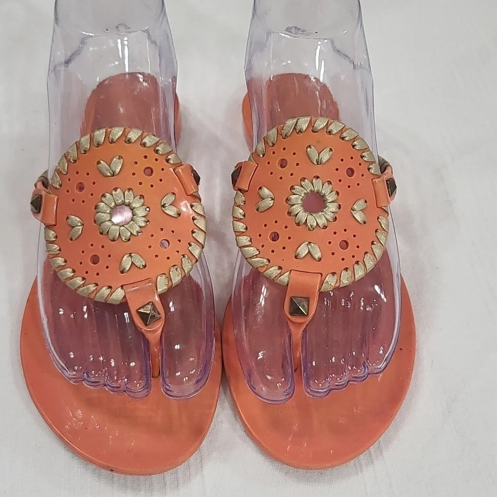 Jack Rogers Womens‎ Sandals Orange/Gold Slip-ons Size 5 GUC